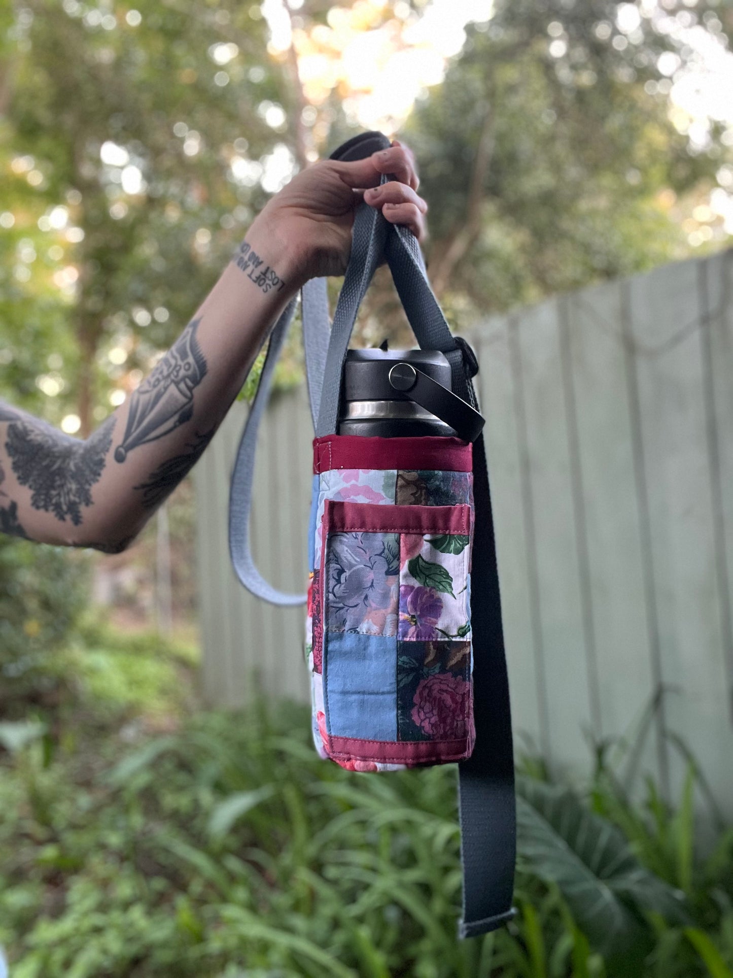 Water Bottle Sling: BERRY PATCHWORK